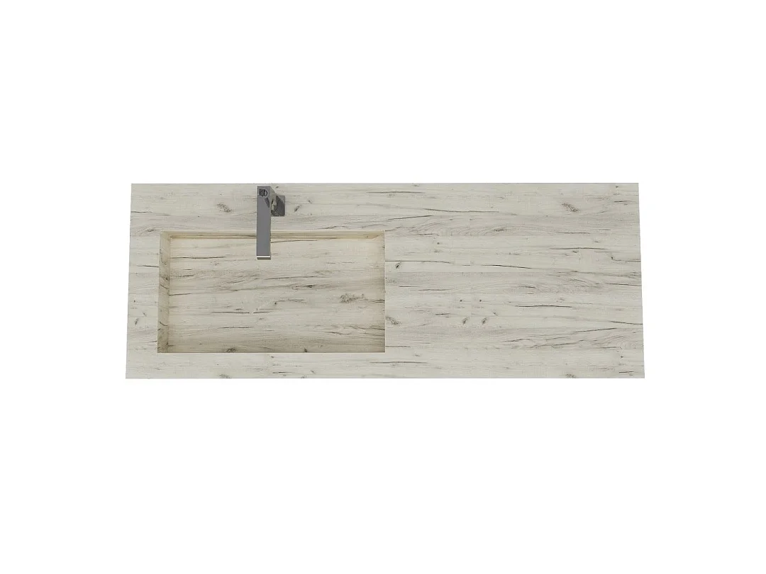 Lavabo Asymétrique Avec Cuvette À Gauche 120Cm Hpl Ice Oak