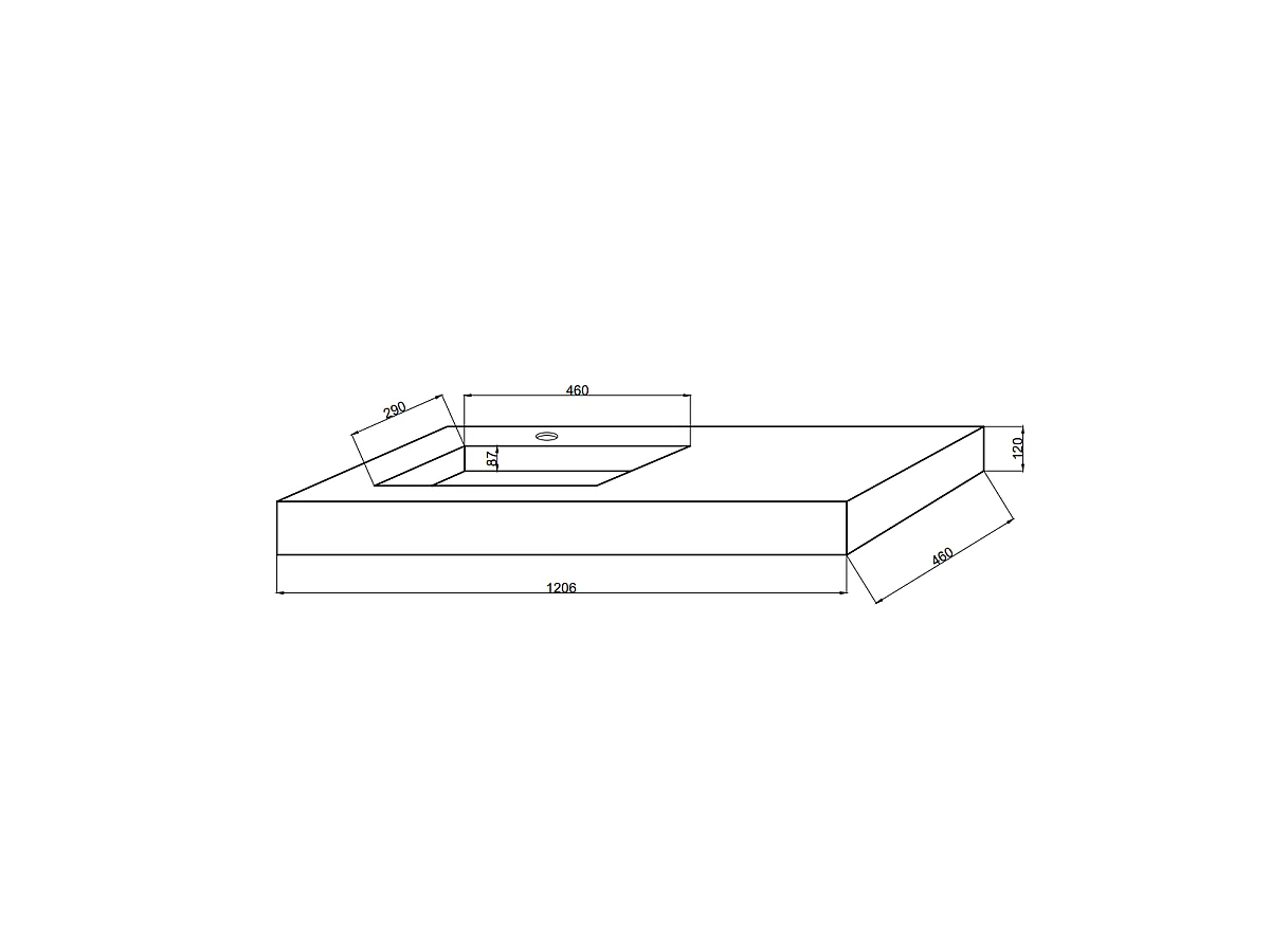 Lavabo Asymétrique Avec Cuvette À Gauche 120Cm Hpl Ice Oak