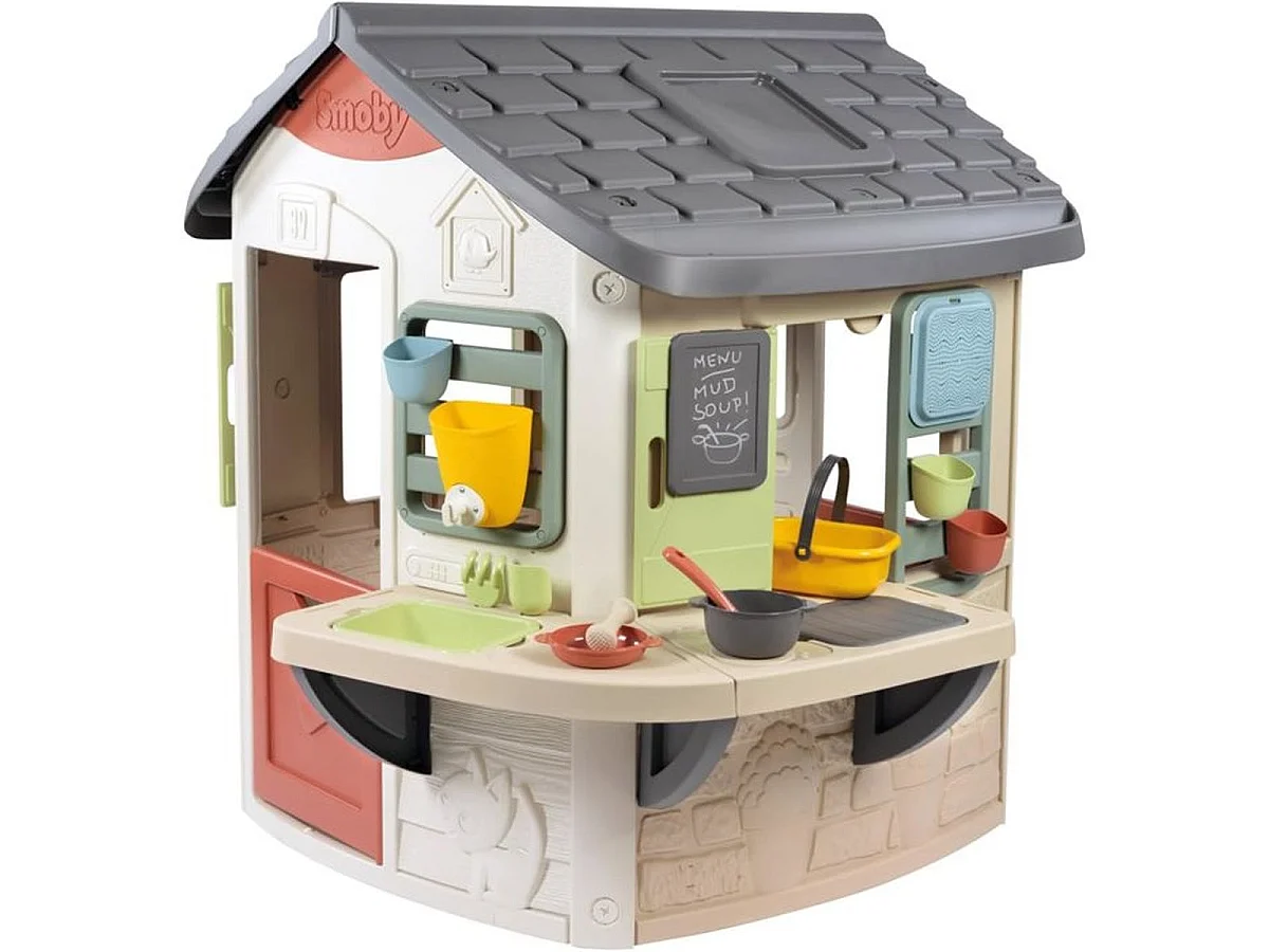 SMOBY Life Mud Cooking House - Cabane de jeu extérieure avec 16 accessoires, dès 2 ans