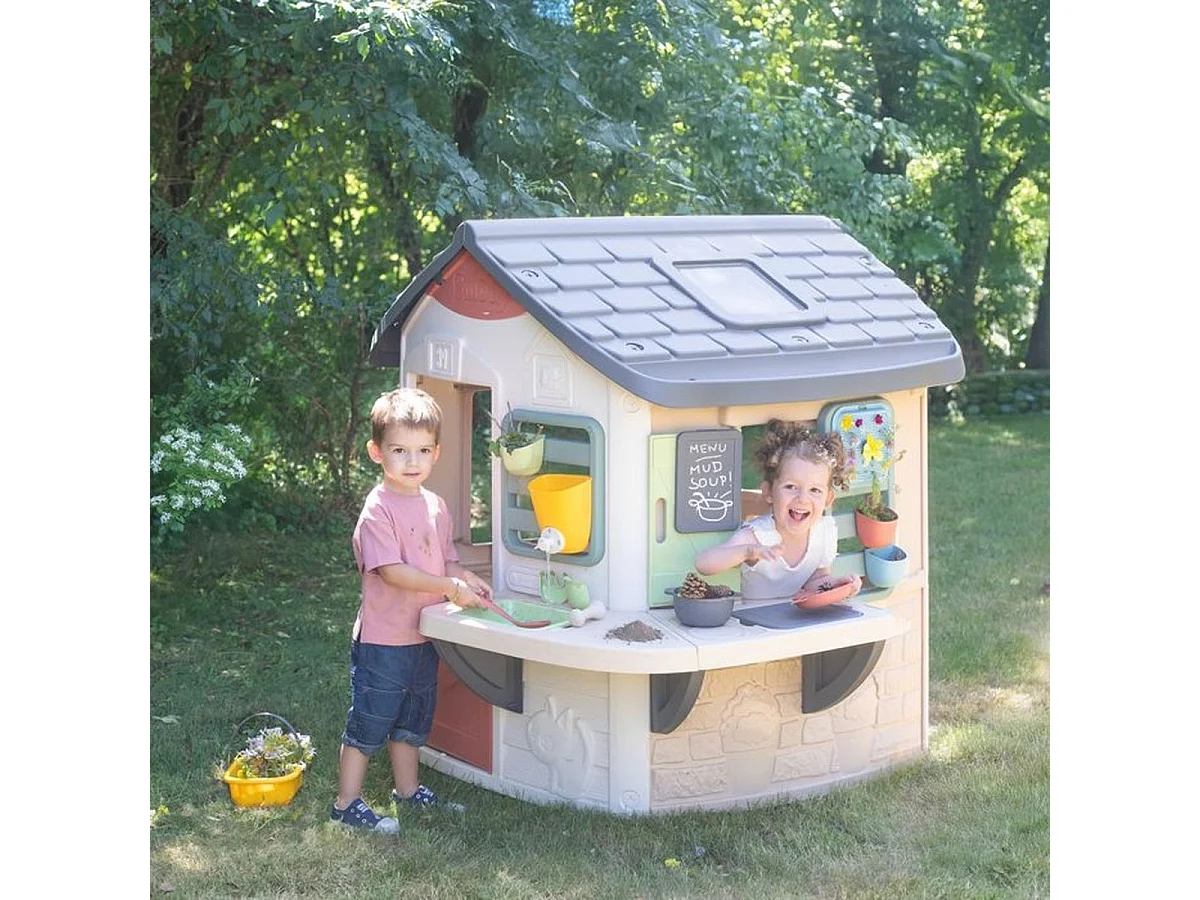 SMOBY Life Mud Cooking House - Cabane de jeu extérieure avec 16 accessoires, dès 2 ans