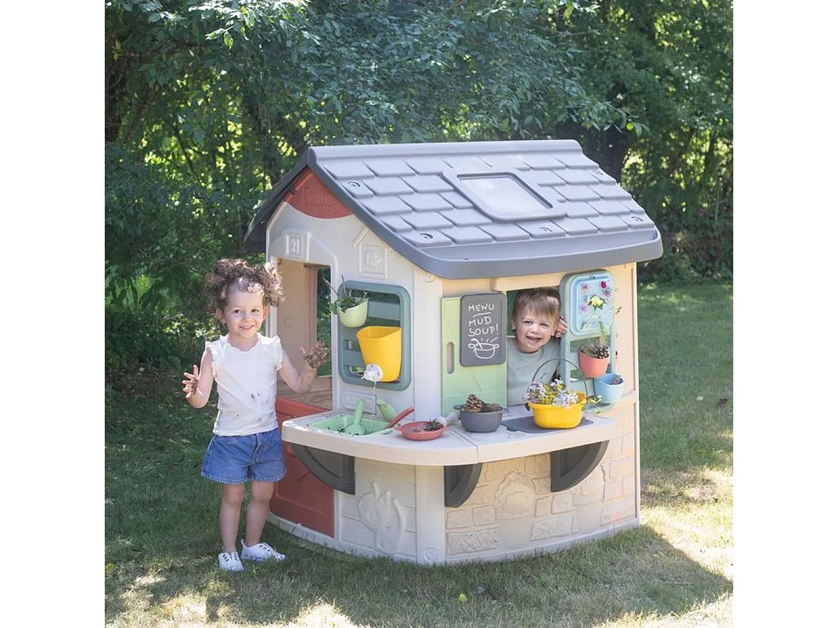 SMOBY Life Mud Cooking House - Cabane de jeu extérieure avec 16 accessoires, dès 2 ans