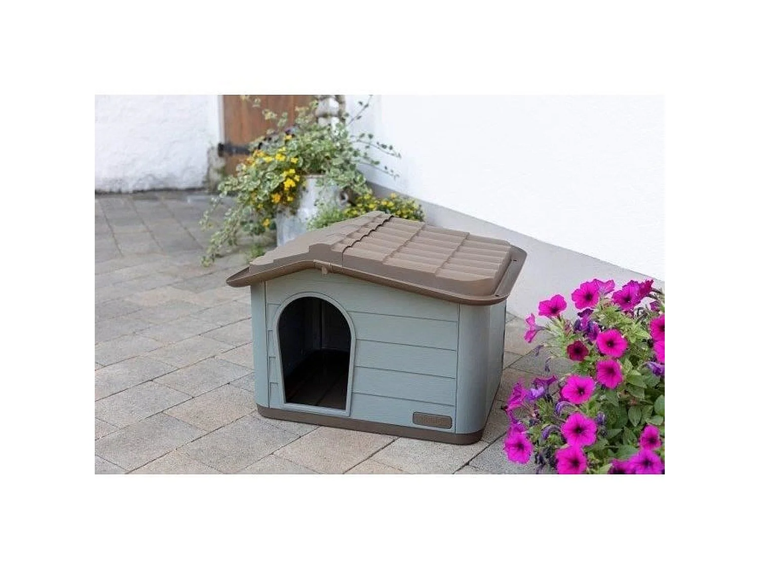 KERBL Paola Eco XL - Katzenhaus aus Recyceltem Kunststoff, 75 x 59 x 55 cm, Grau, Mediterraner Stil