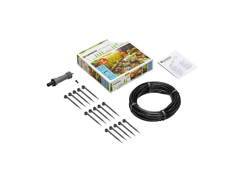 Gardena Micro-Drip-System Filas Plantadas S - Kit de Riego de 15m con Goteros de Superficie