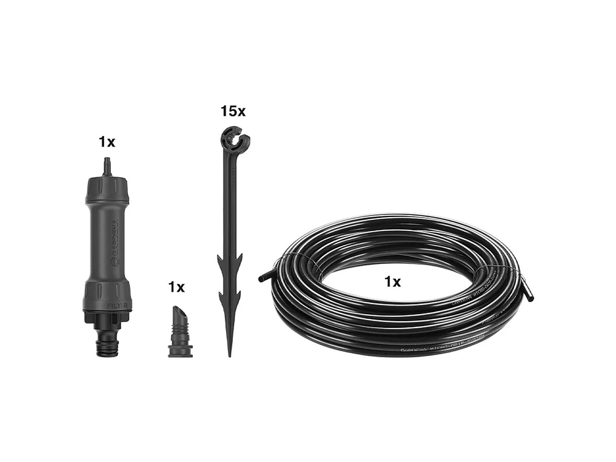 Gardena Micro-Drip-System Filas Plantadas S - Kit de Riego de 15m con Goteros de Superficie