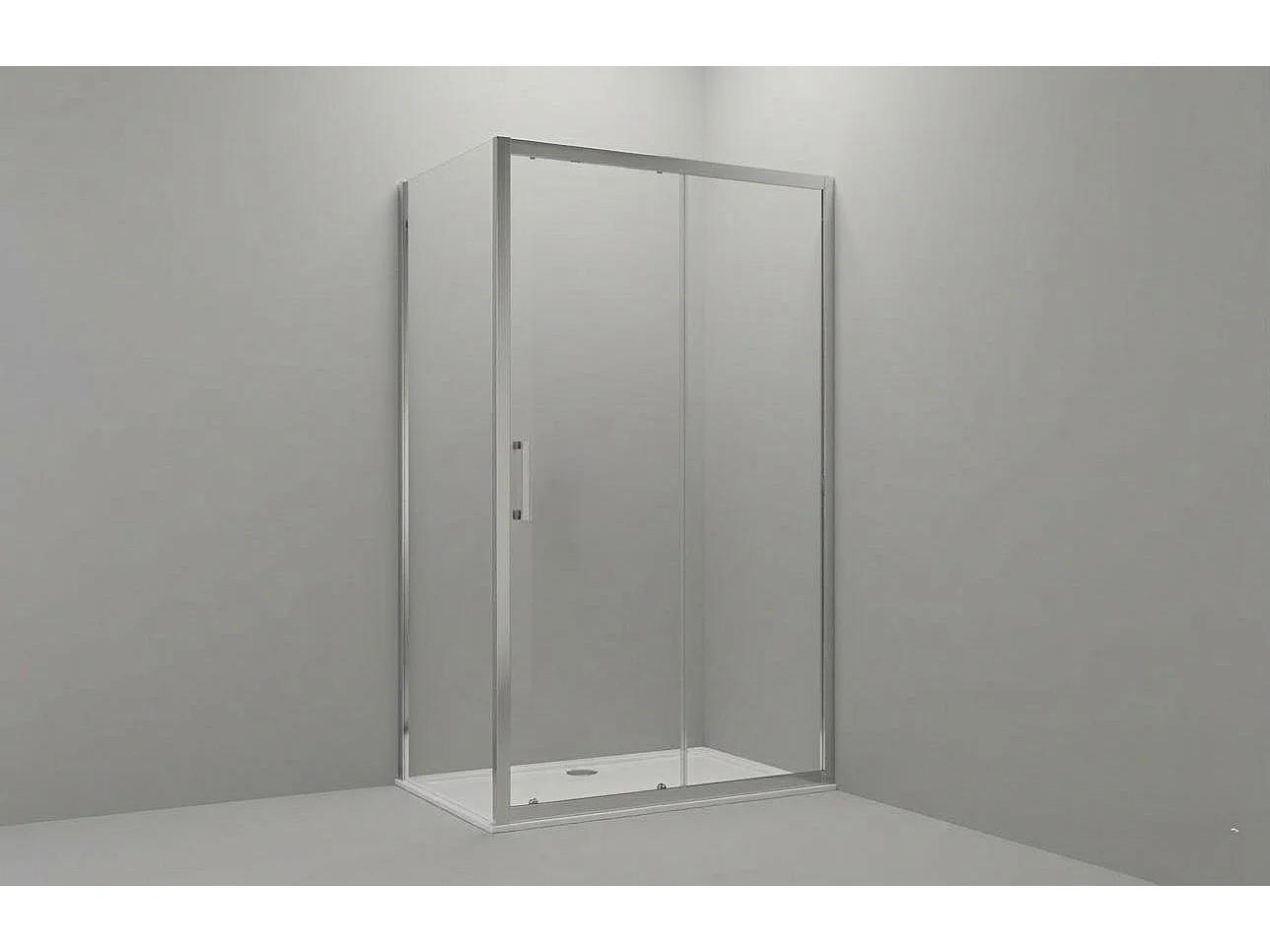 Box doccia 2 lati 90x150cm fisso + porta scorrevole apertura laterale h190cm profilo croma