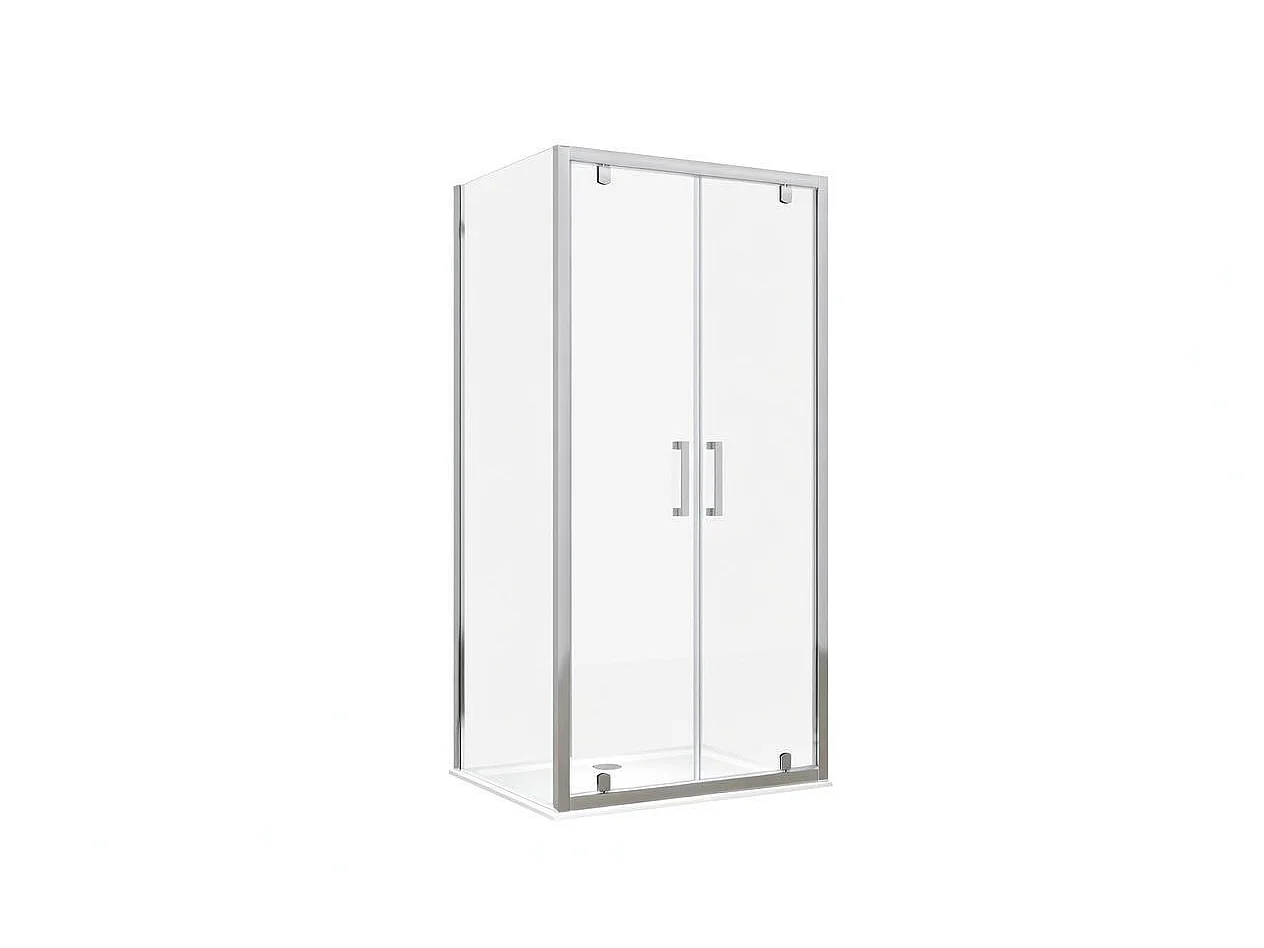 Box Doccia 2 lati 80x120 cm fisso + due battenti h190cm LAURA - Cromato Lucido