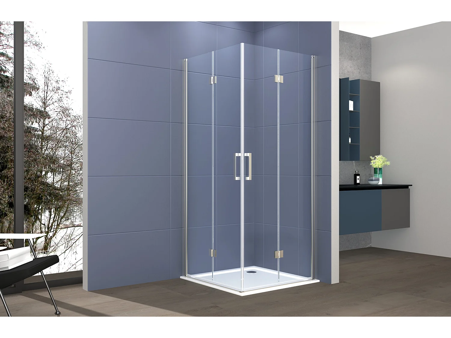 Box doccia angolare 90x120 cm apertura due porte soffietto H200 cm cristalli trasparente 6