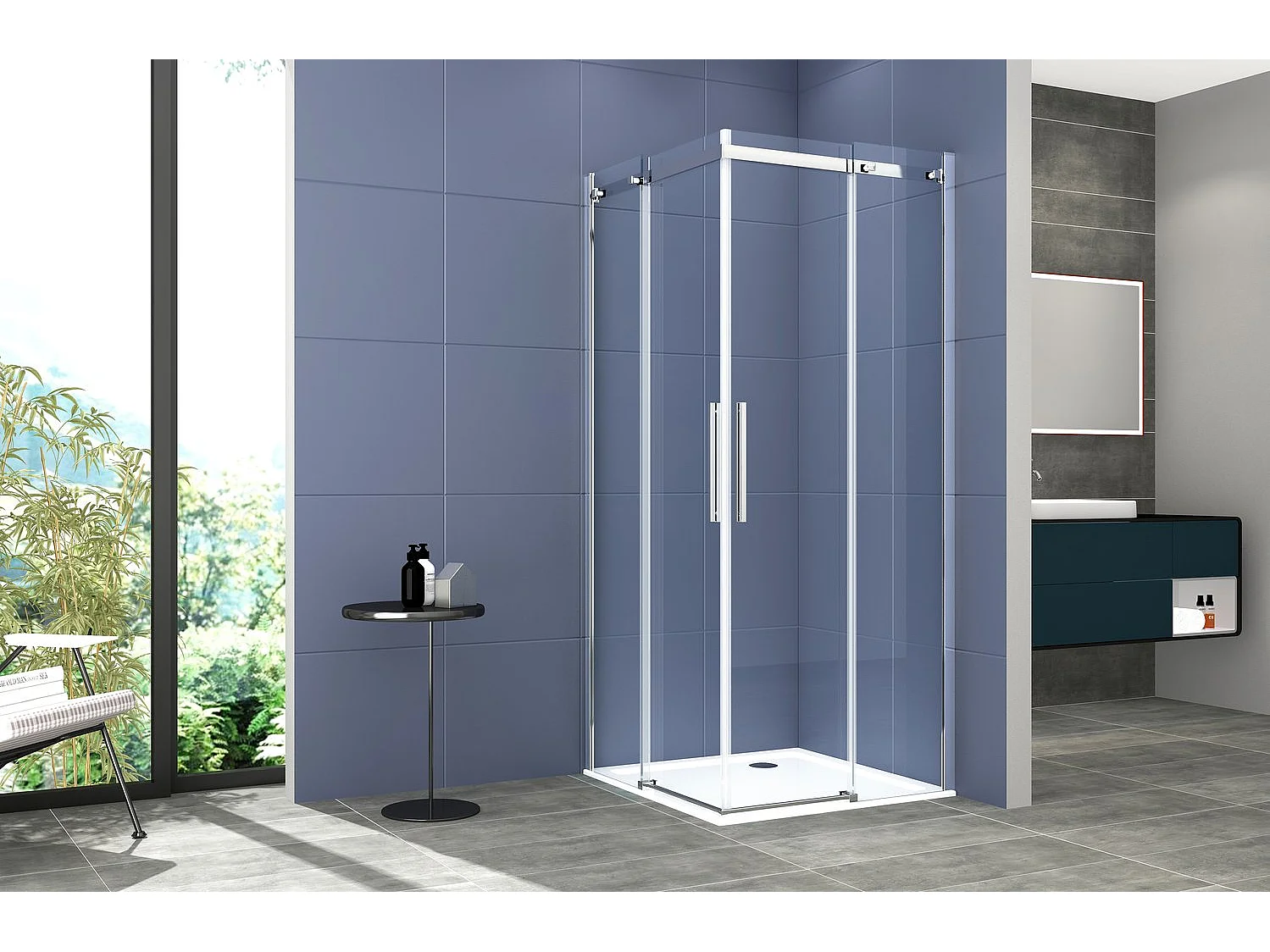 Box doccia angolare 70x90 cm con ante scorrevoli in cristallo temperato 8 mm H 200 cm CLAR