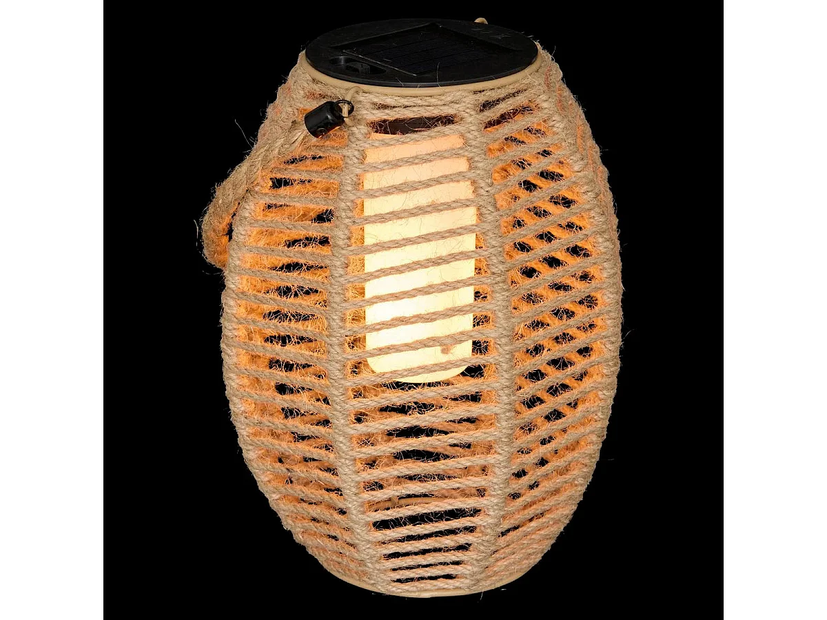 Lanterne d'Extérieur Solaire en Jute "Gina" 20cm Beige