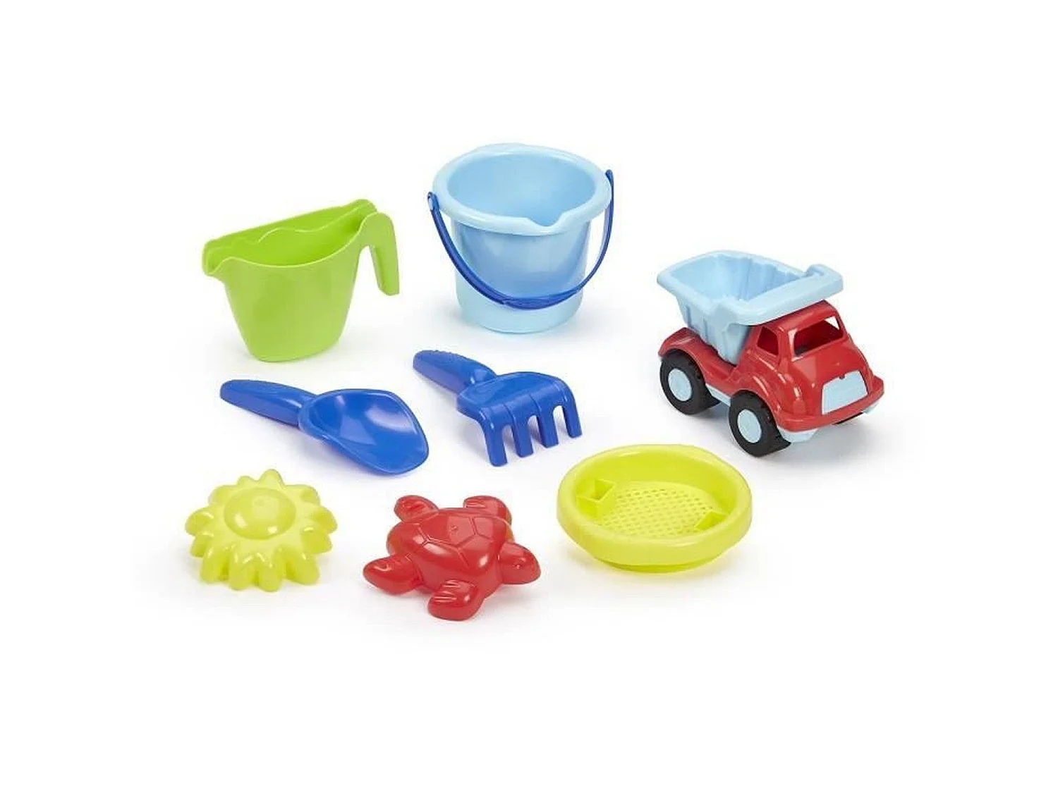 Set de Carrito de Playa Ecoiffier - Cubo, Tamiz, Regadera, Pala, 2 Moldes, 1 Vehículo para Divertirse al Aire Libre