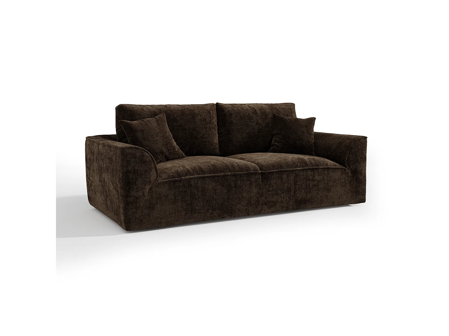 Canapé PURE 3 places en velours texturé brun expresso