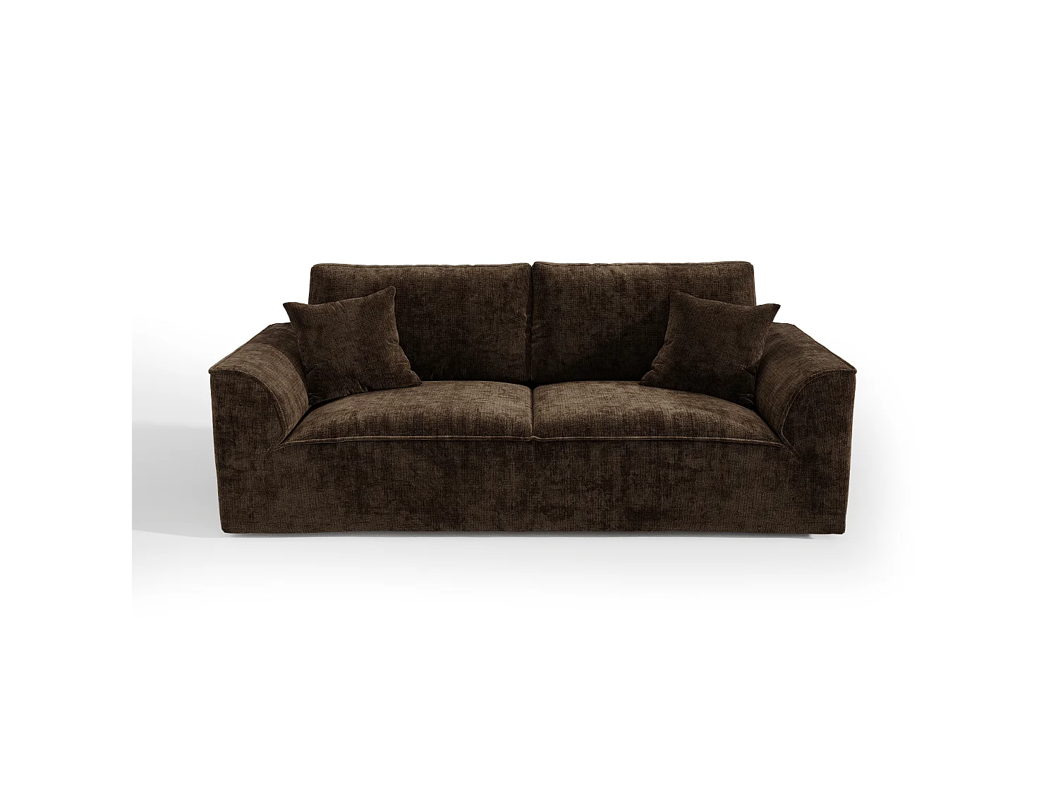 Canapé PURE 3 places en velours texturé brun expresso