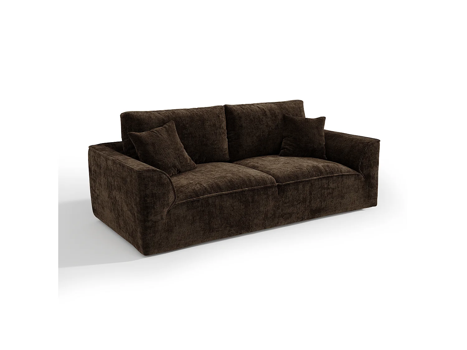 Canapé PURE 3 places en velours texturé brun expresso