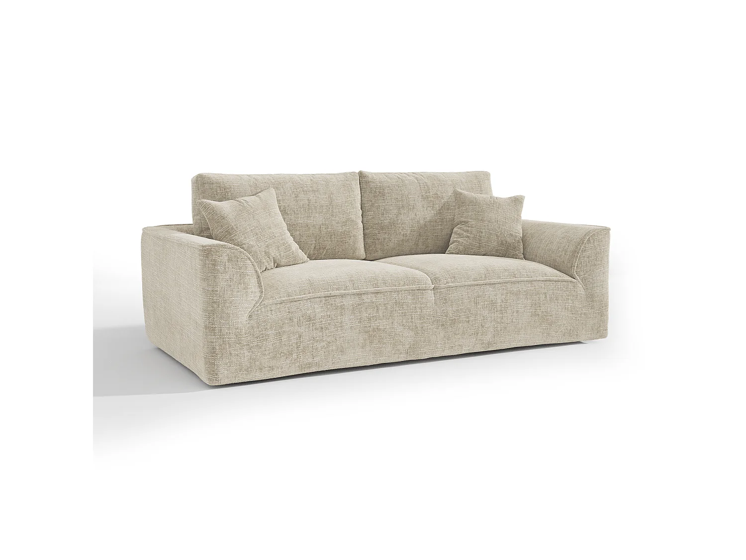 Canapé PURE 3 places en velours texturé beige foncé
