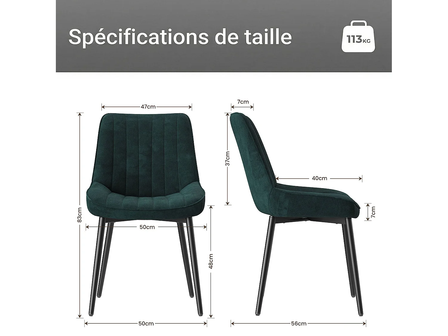 Lot de 2 chaises de salle à manger,Assise généreusement rembourrée et dossier ergonomique pour un confort durable au quotidien,vert