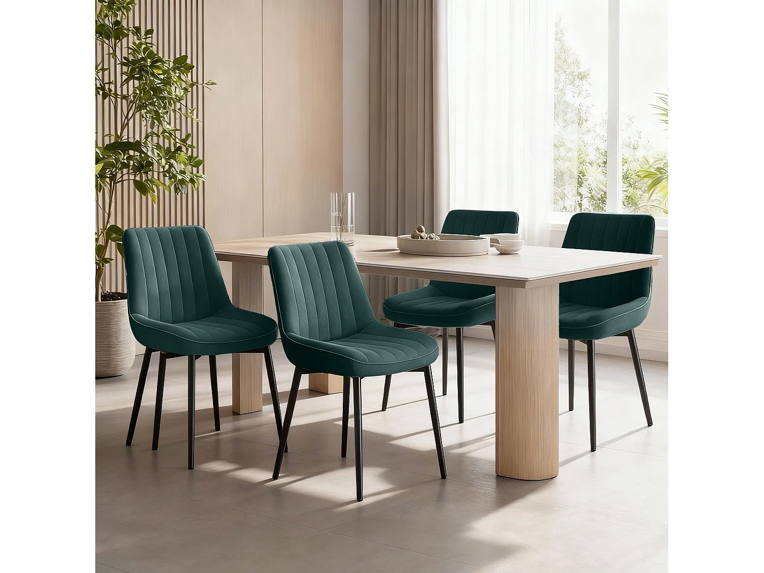 Lot de 2 chaises de salle à manger,Assise généreusement rembourrée et dossier ergonomique pour un confort durable au quotidien,vert