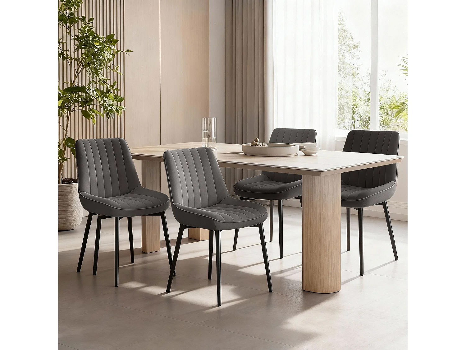 Lot de 2 chaises de salle à manger,Assise généreusement rembourrée et dossier ergonomique pour un confort durable au quotidien,gris