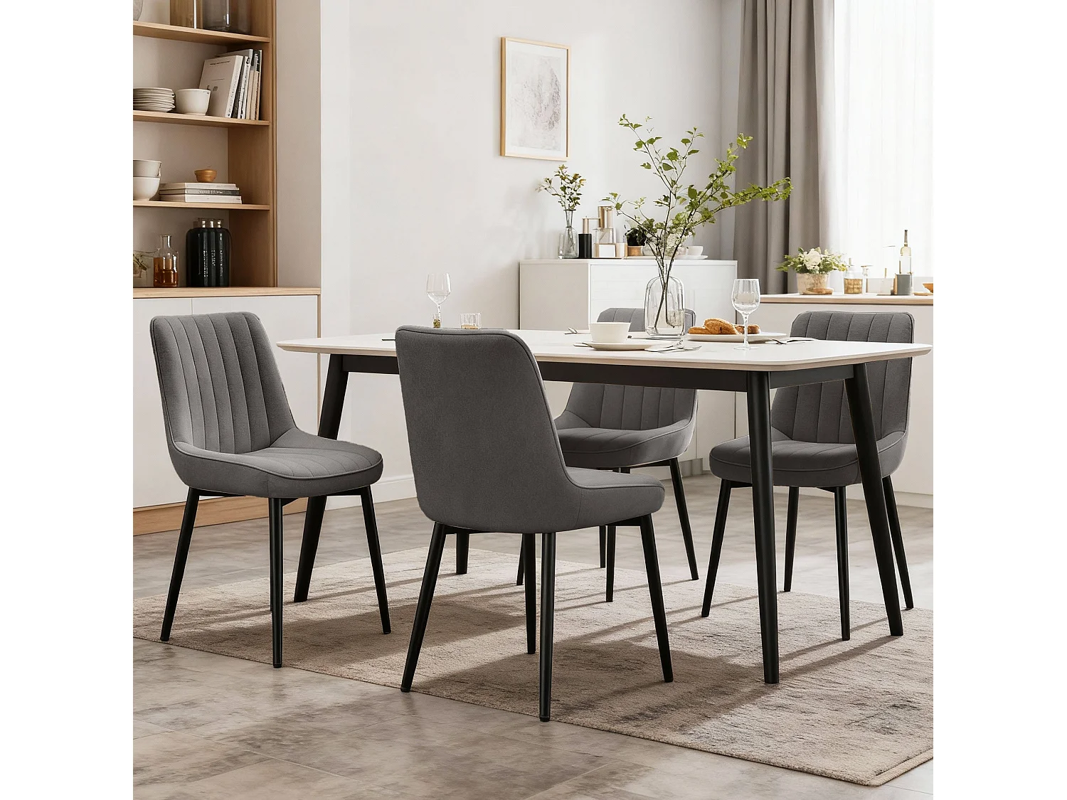 Lot de 2 chaises de salle à manger,Assise généreusement rembourrée et dossier ergonomique pour un confort durable au quotidien,gris