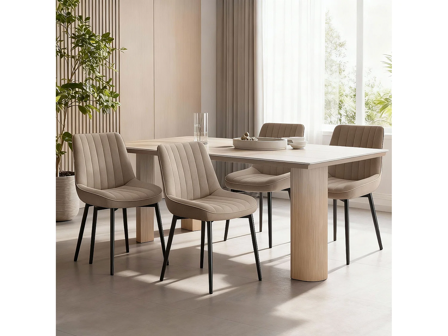 Set di 2 sedie da pranzo, seduta generosamente imbottita e schienale ergonomico per un comfort duraturo ogni giorno, color kaki