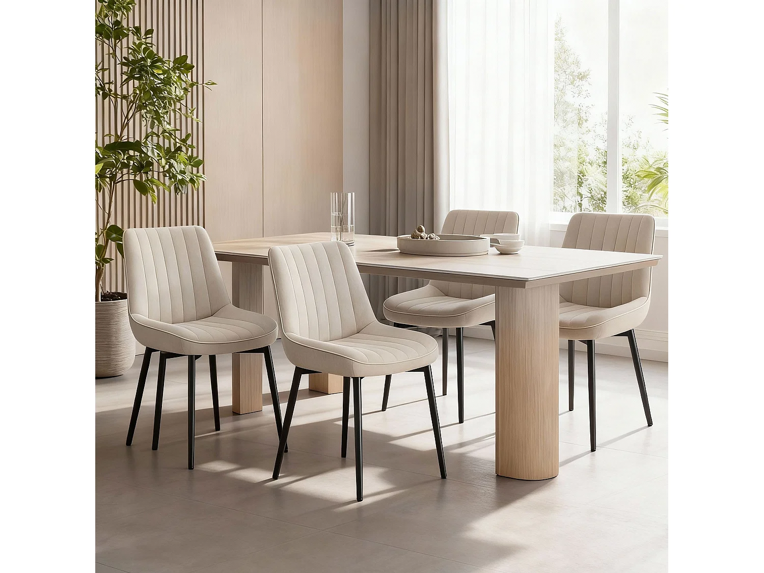 Lot de 2 chaises de salle à manger,Assise généreusement rembourrée et dossier ergonomique pour un confort durable au quotidien,beige