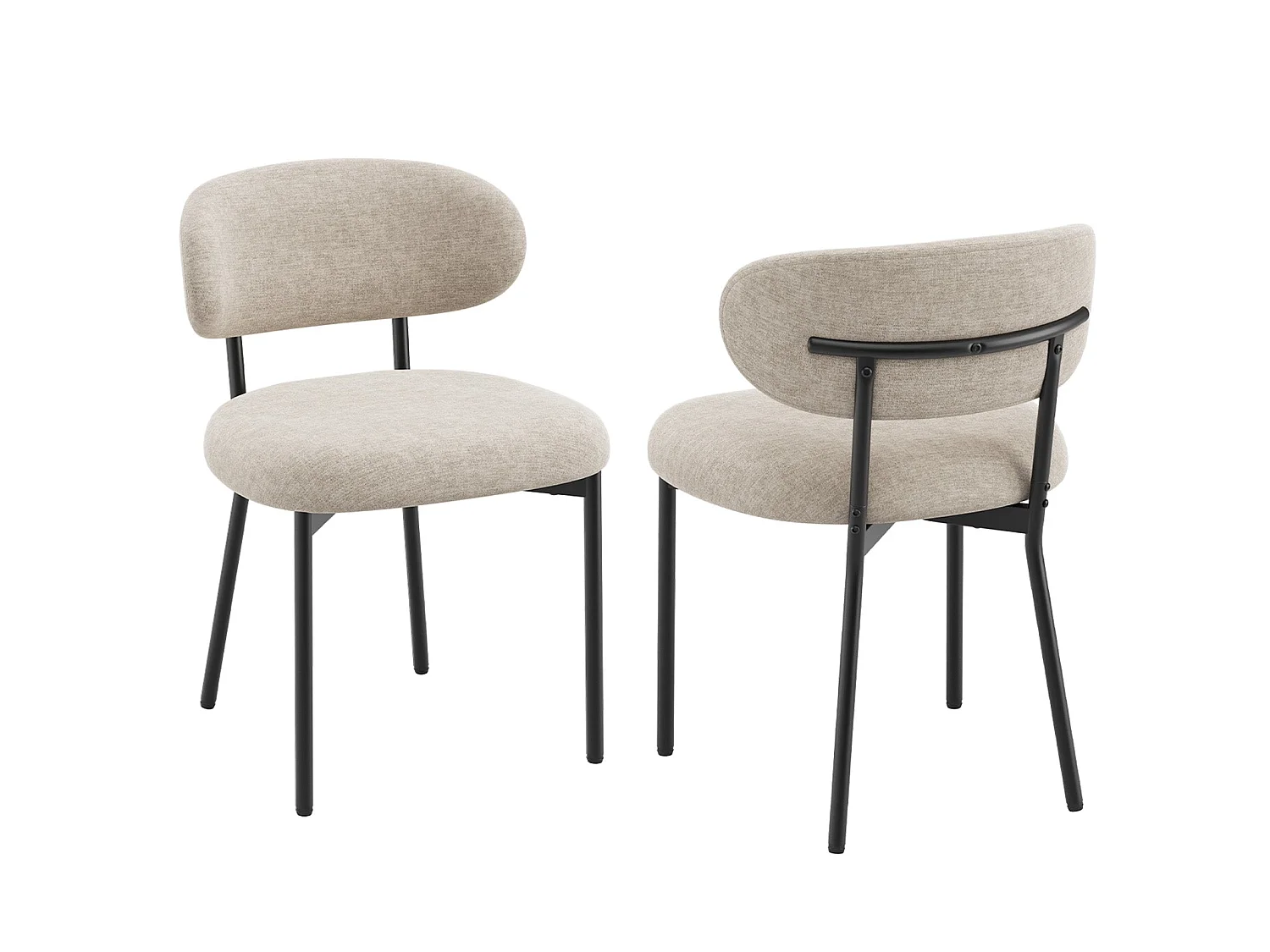 Lot de 2 chaises de salle à manger avec dossier et pieds en métal – Chaises modernes rembourrées en tissu pour cuisine, salle à manger ou salon，marron