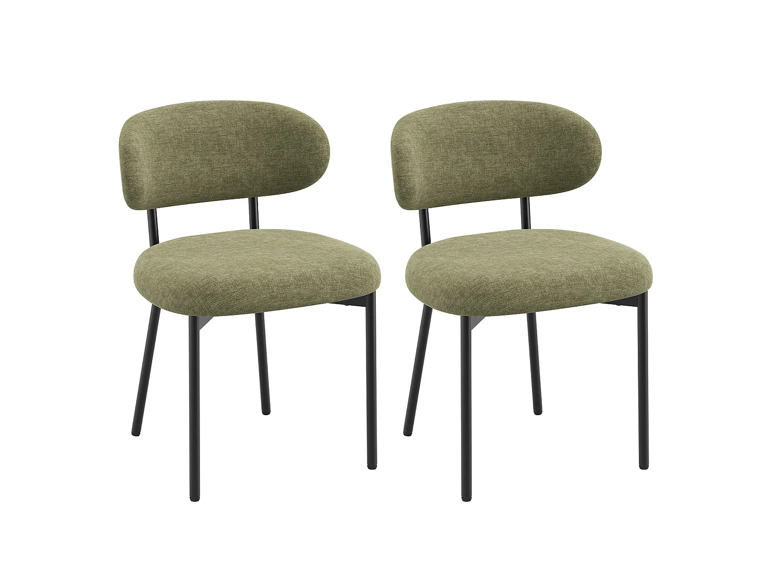 Lot de 2 chaises de salle à manger avec dossier et pieds en métal – Chaises modernes rembourrées en tissu pour cuisine, salle à manger ou salon，vert