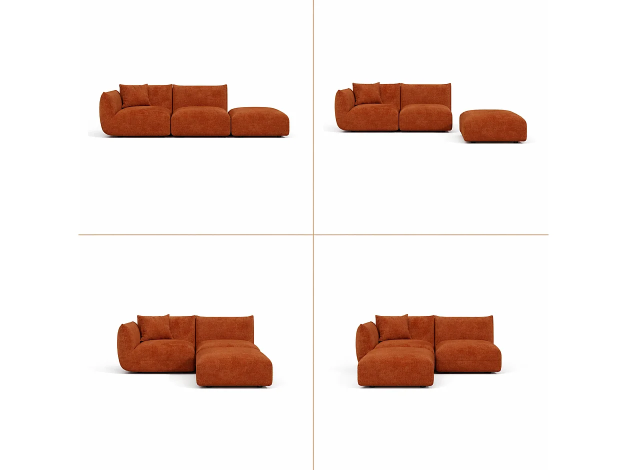 Canapé modulable 5 places NOOMA en velours chenillé