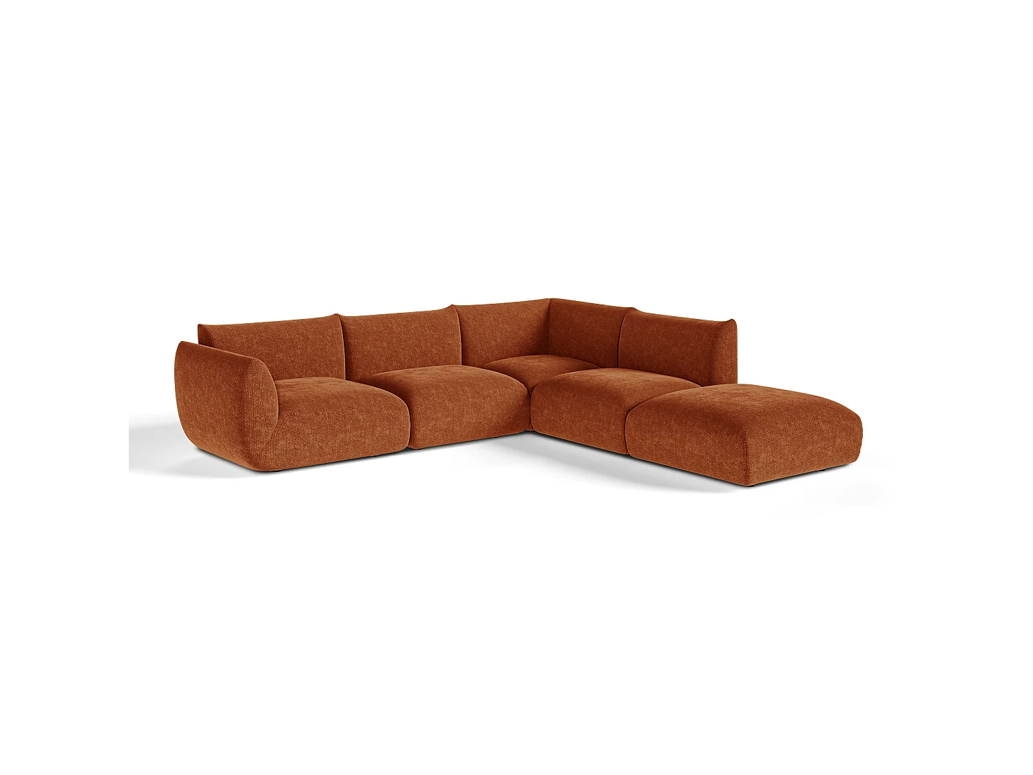 Canapé grand angle droit modulable 7 places NOOMA en velours chenillé