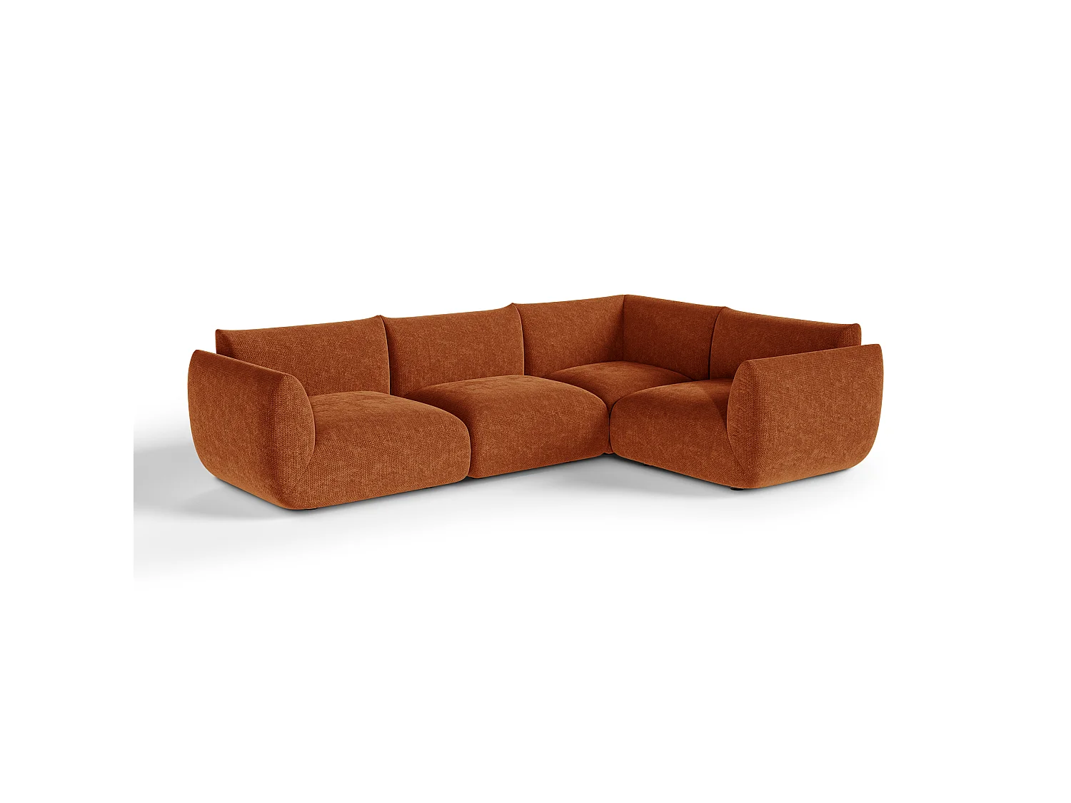 Canapé d'angle droit modulable 6 places NOOMA en velours chenillé