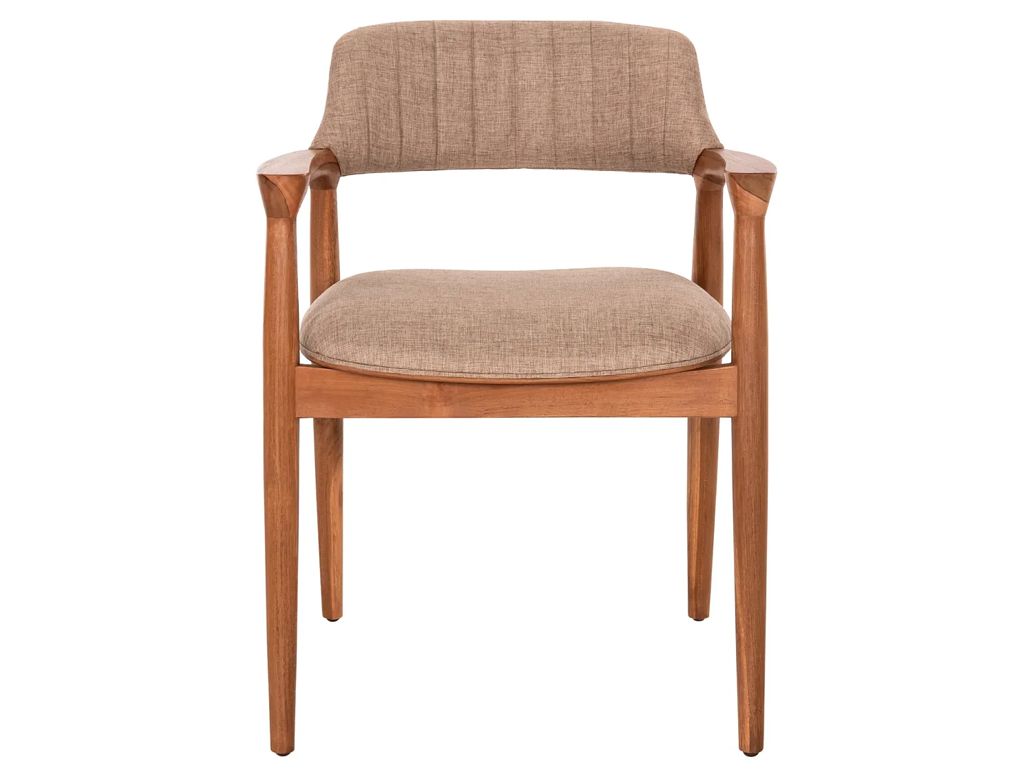 Chaise JAMES en Teck Massif et Tissu Champagne