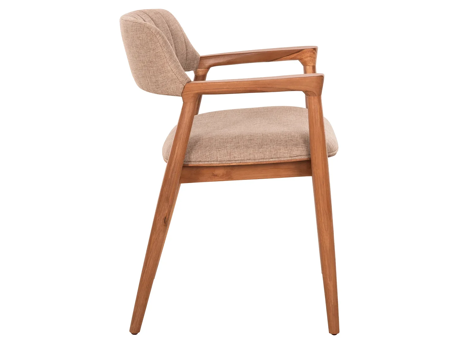 Chaise JAMES en Teck Massif et Tissu Champagne