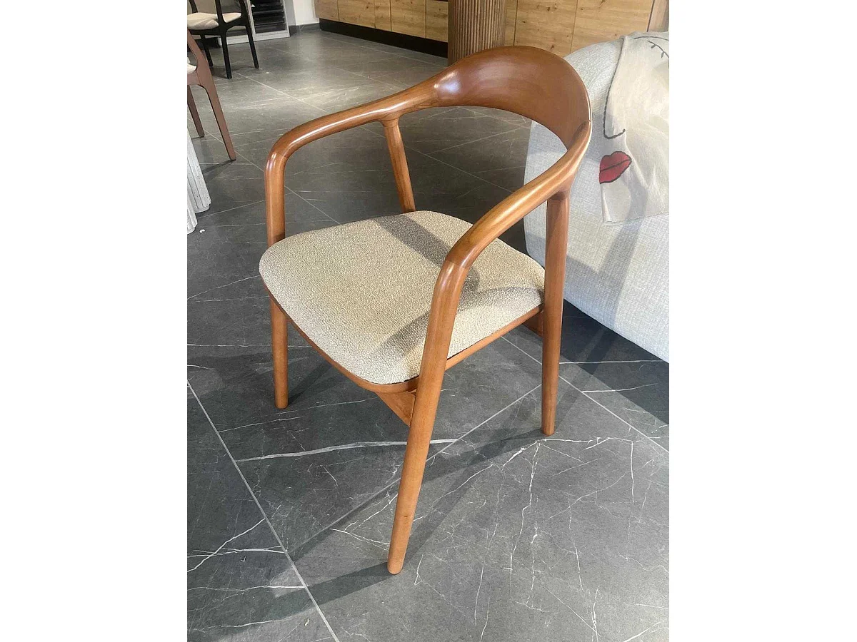 Silla WOODY madera y tejido claro
