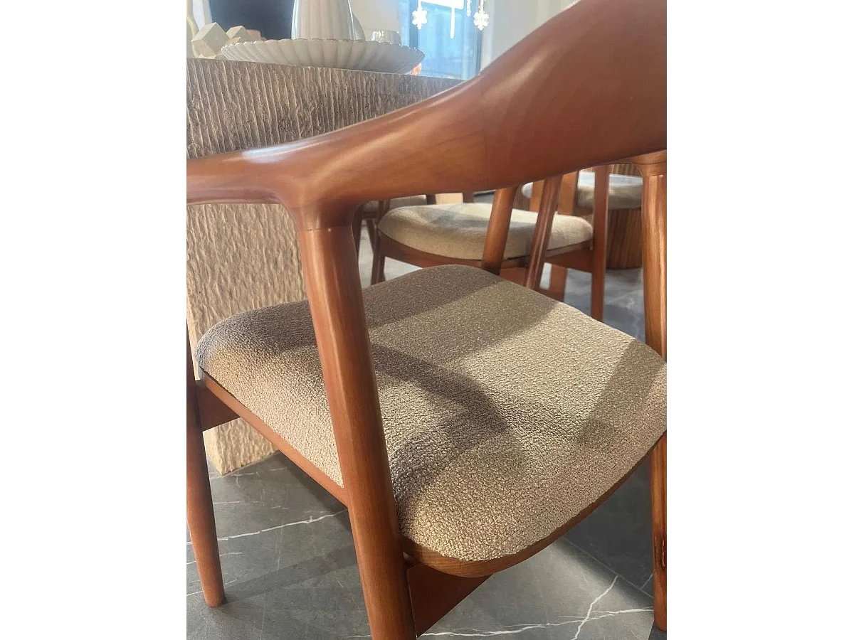 Silla WOODY madera y tejido claro