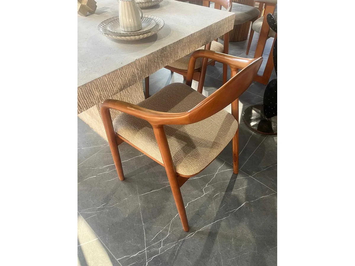 Silla WOODY madera y tejido claro