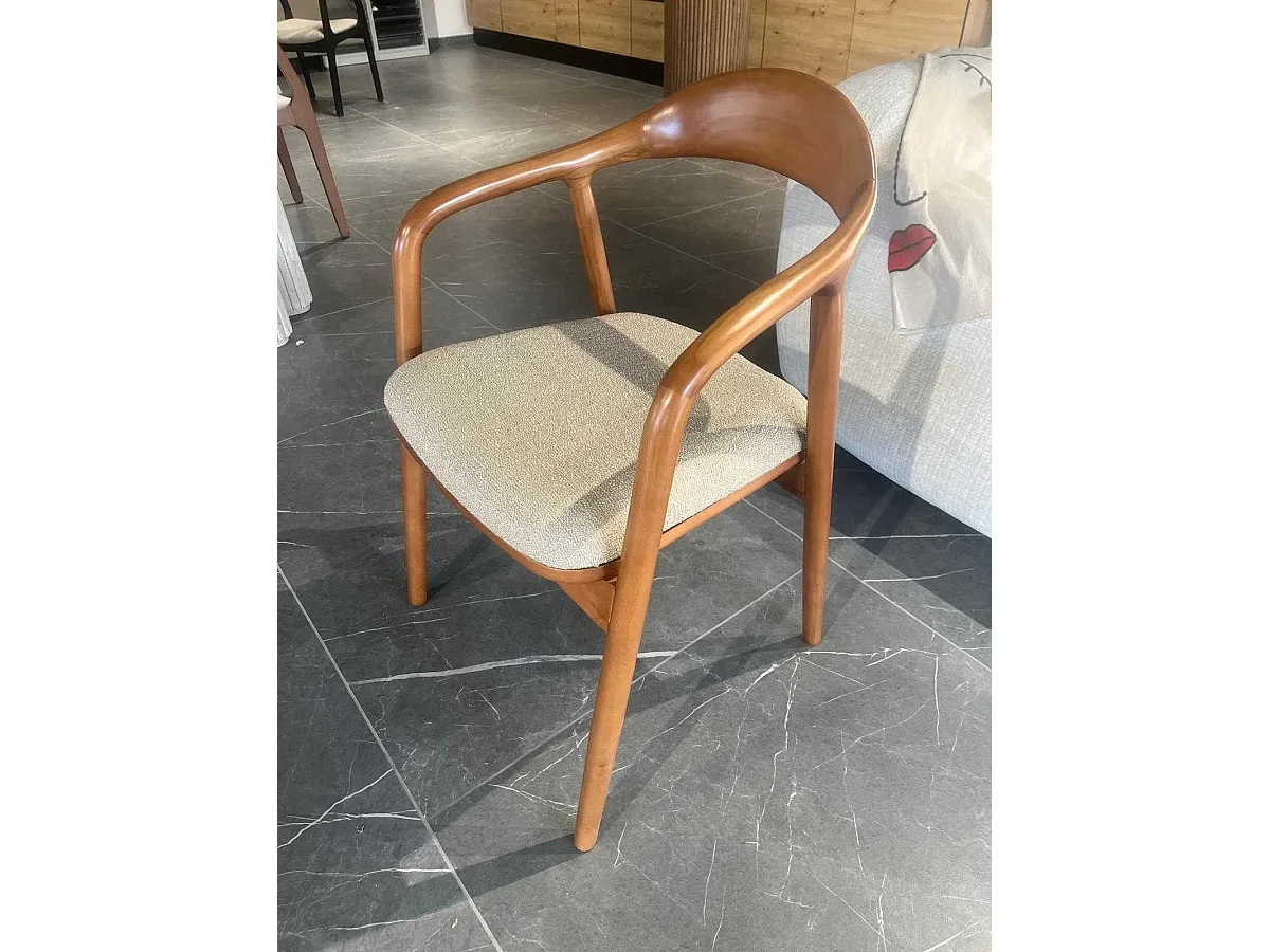 Silla WOODY madera y tejido claro