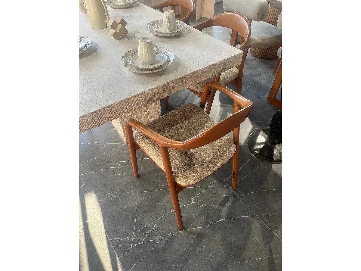 Silla WOODY madera y tejido claro