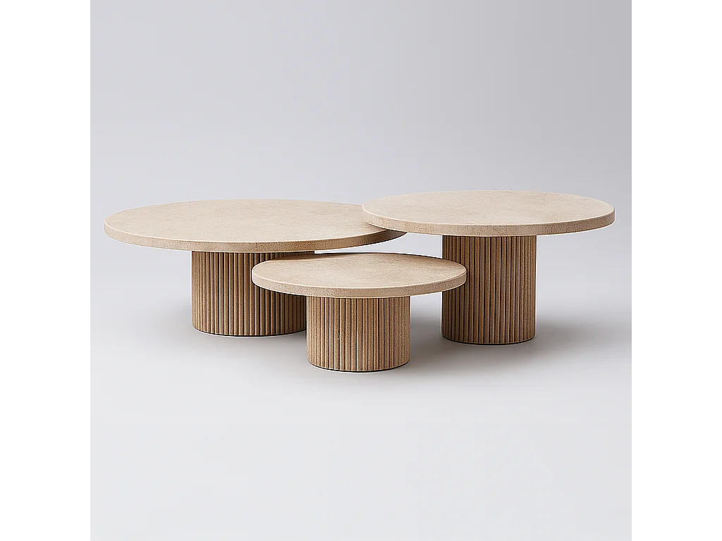 Table basse trio VENUS en Travertin