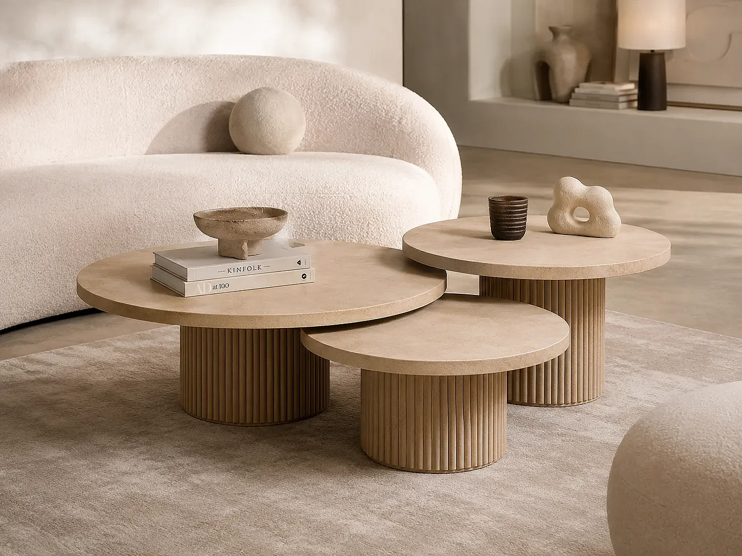 Table basse trio VENUS en Travertin