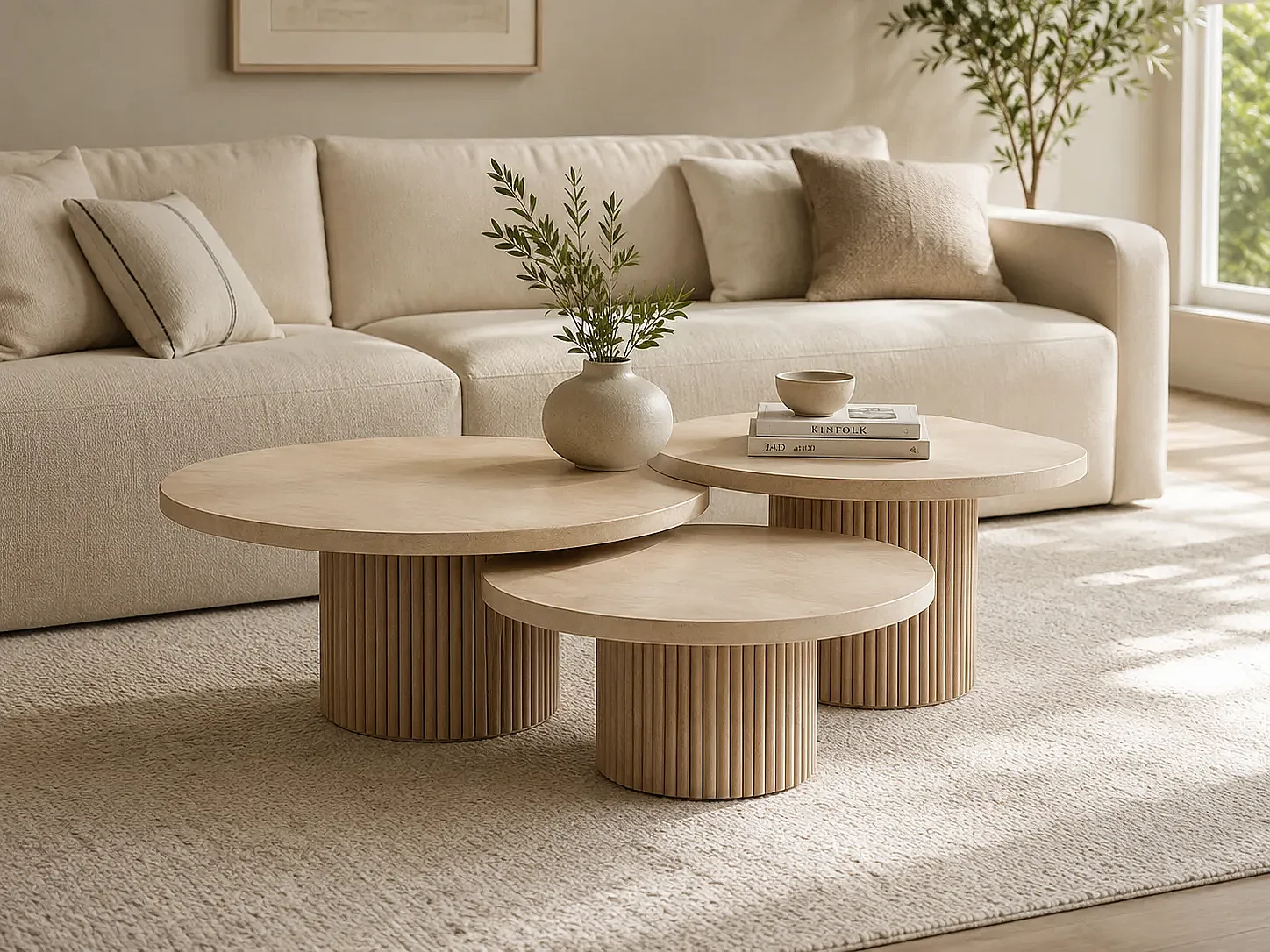Table basse trio VENUS en Travertin