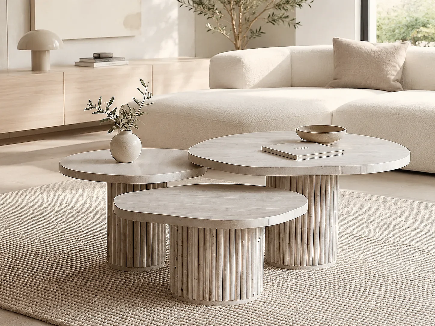 Table basse trio CALYPSO en Travertin
