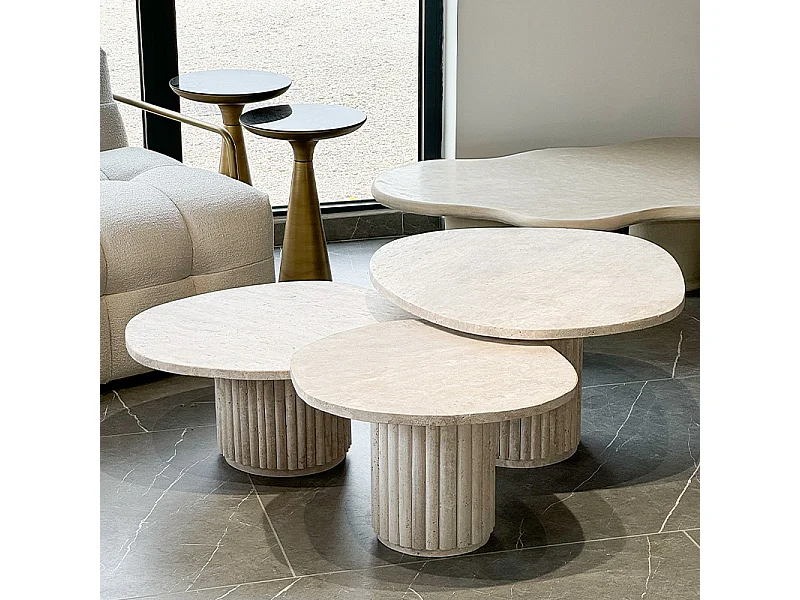 Table basse trio CALYPSO en Travertin