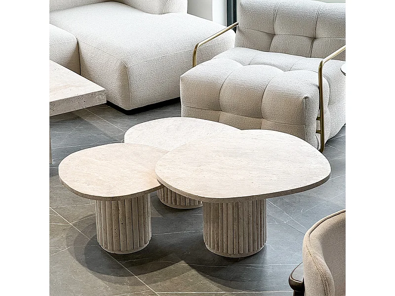 Table basse trio CALYPSO en Travertin