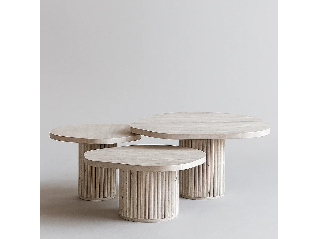 Table basse trio CALYPSO en Travertin
