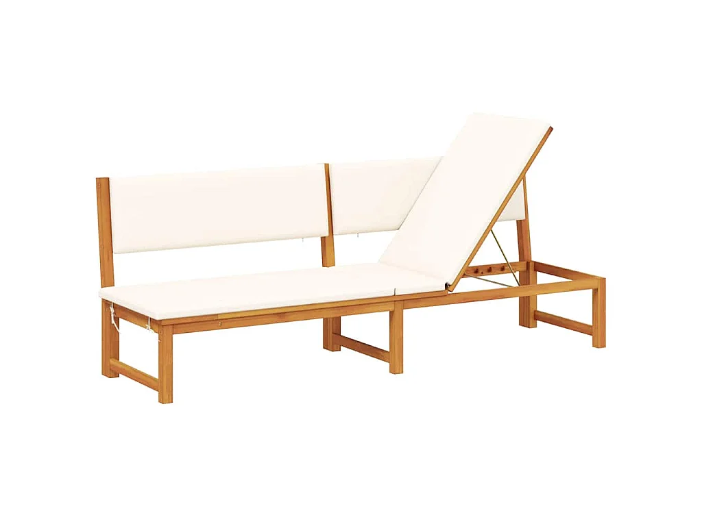 Sedia a sdraio singola marrone 200 x 57 x 75 cm in legno massello di acacia