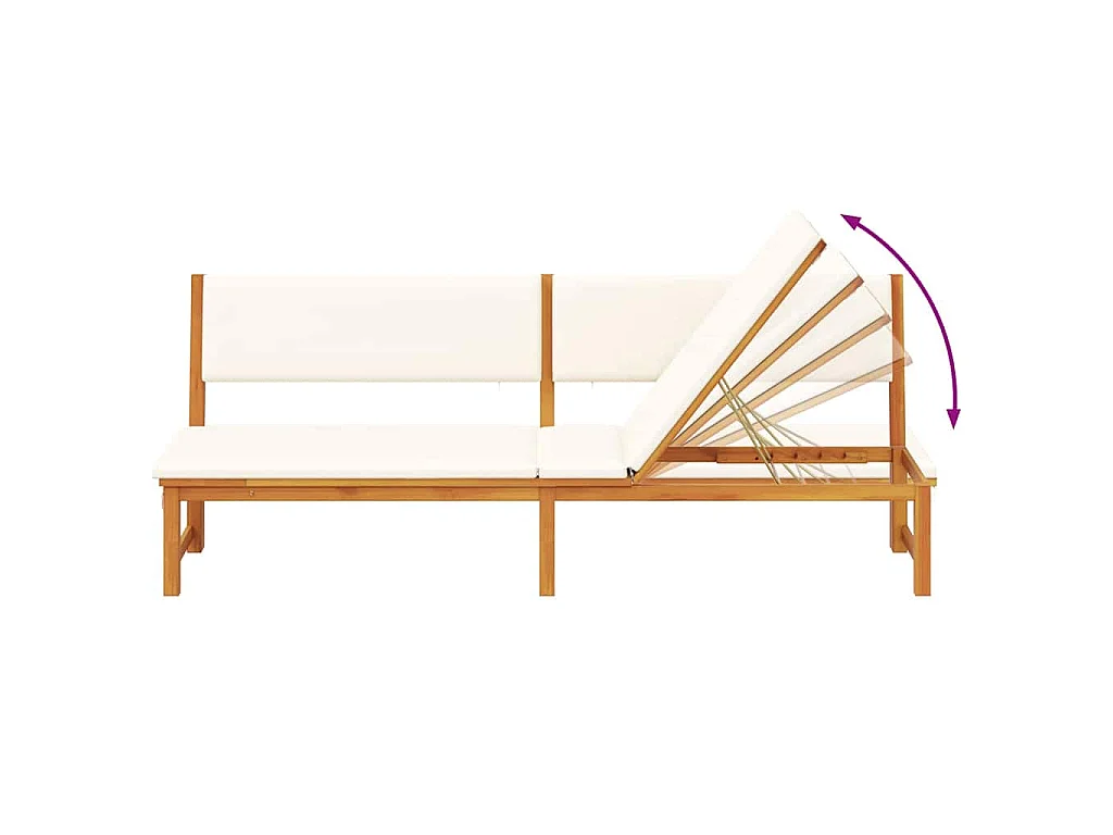 Sedia a sdraio singola marrone 200 x 57 x 75 cm in legno massello di acacia