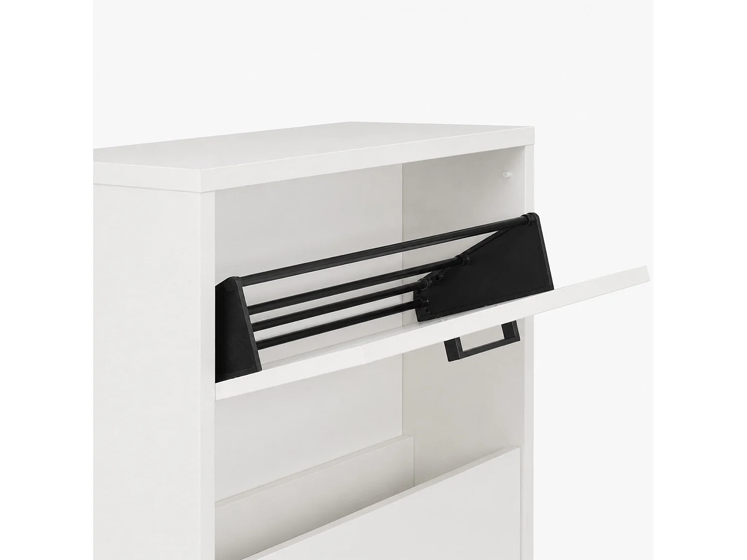 The White Stone Skoskap 5 Nedfellbare Luker Plassbesparende Hvit Betong Ferdig Montert | Høyt Skomøbel 75×186×18 cm | Slankt Moderne Skoskap til Entré og Gang