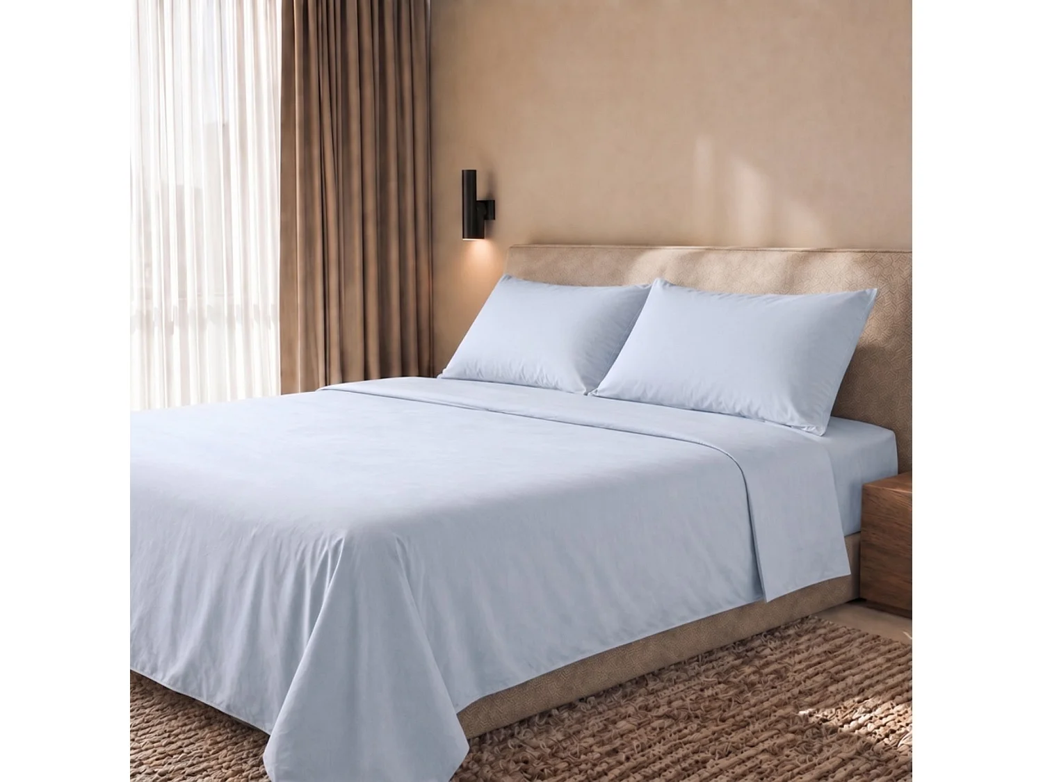 Komplet Prześcieradeł 100% Bawełna Percale 200 TC Lodowy | Made in Italy