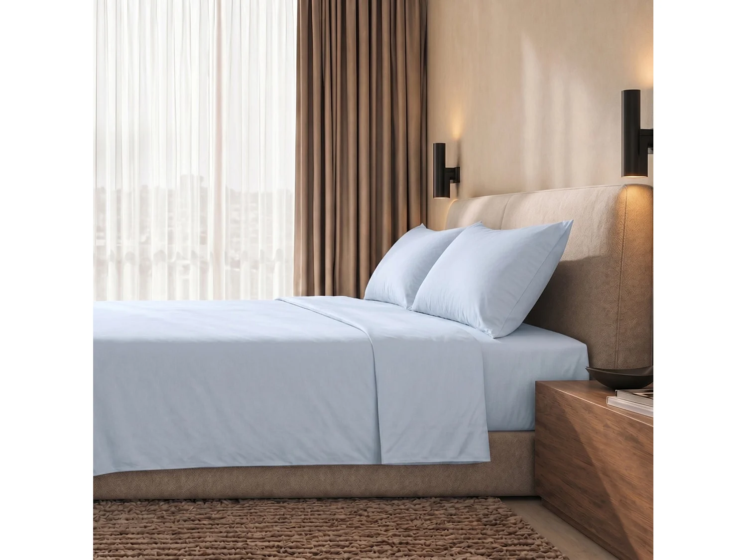 Komplet Prześcieradeł 100% Bawełna Percale 200 TC Lodowy | Made in Italy