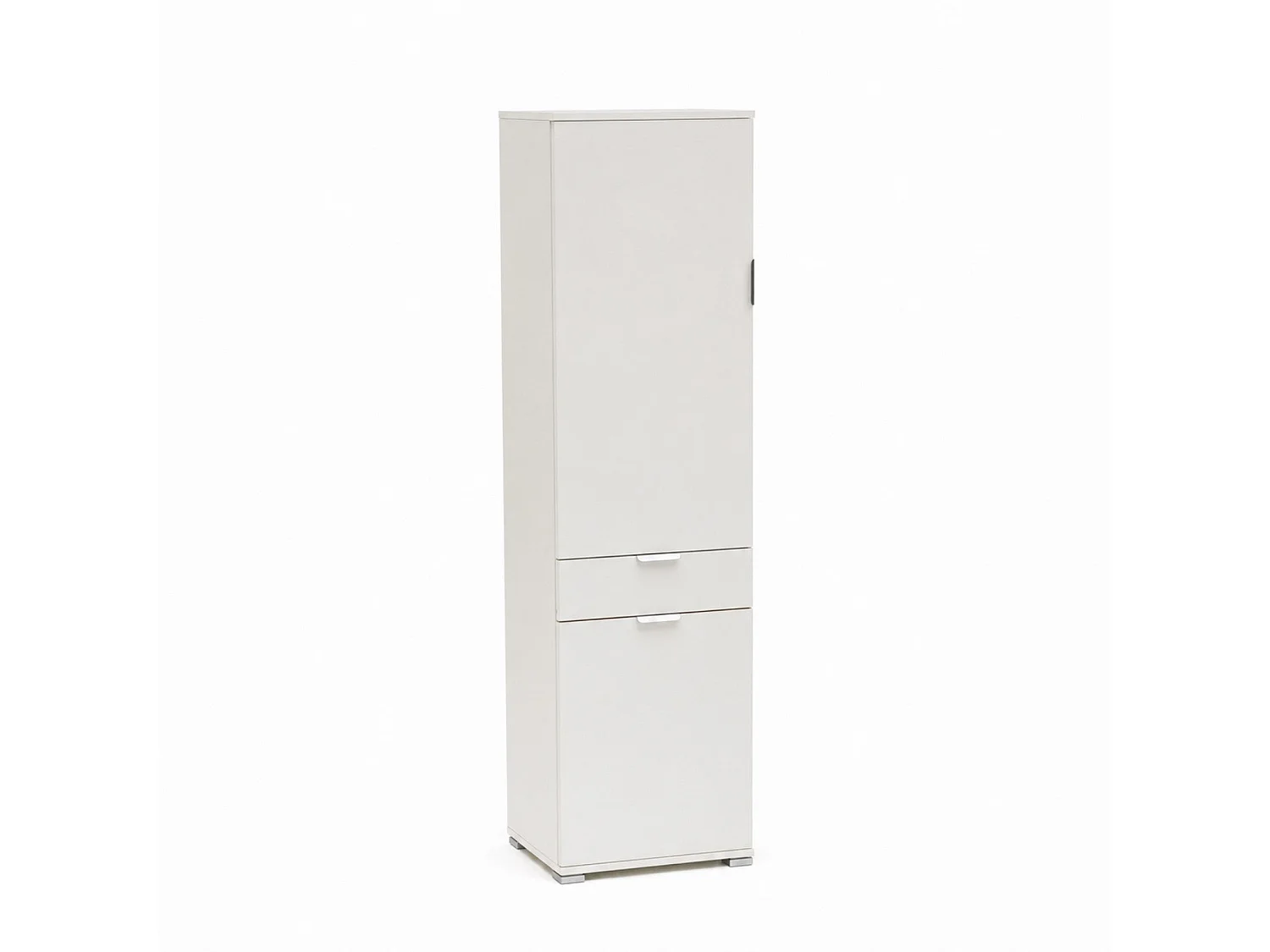 The White Stone Armadio Colonna 2 Ante con Cassetto Bianco Già Montato | Armadietto Alto per Bagno, Cucina e Lavanderia