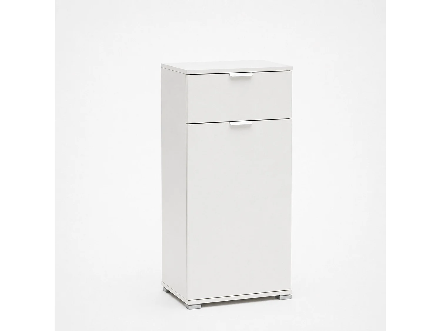 The White Stone Mobile Base con Anta e Cassetto Bianco Già Montato | Armadietto Multiuso Salvaspazio 45x103x38 cm | Mobile Bagno o Lavanderia con Ripiani Regolabili